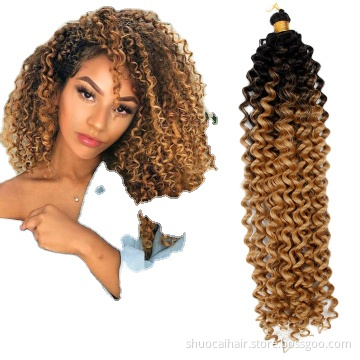 Synthetic Water Wave Hair Bulk Afro kinky Curly Crochet Hair 14Inch 24Strands Braids Ombre Braiding Hair Extensions